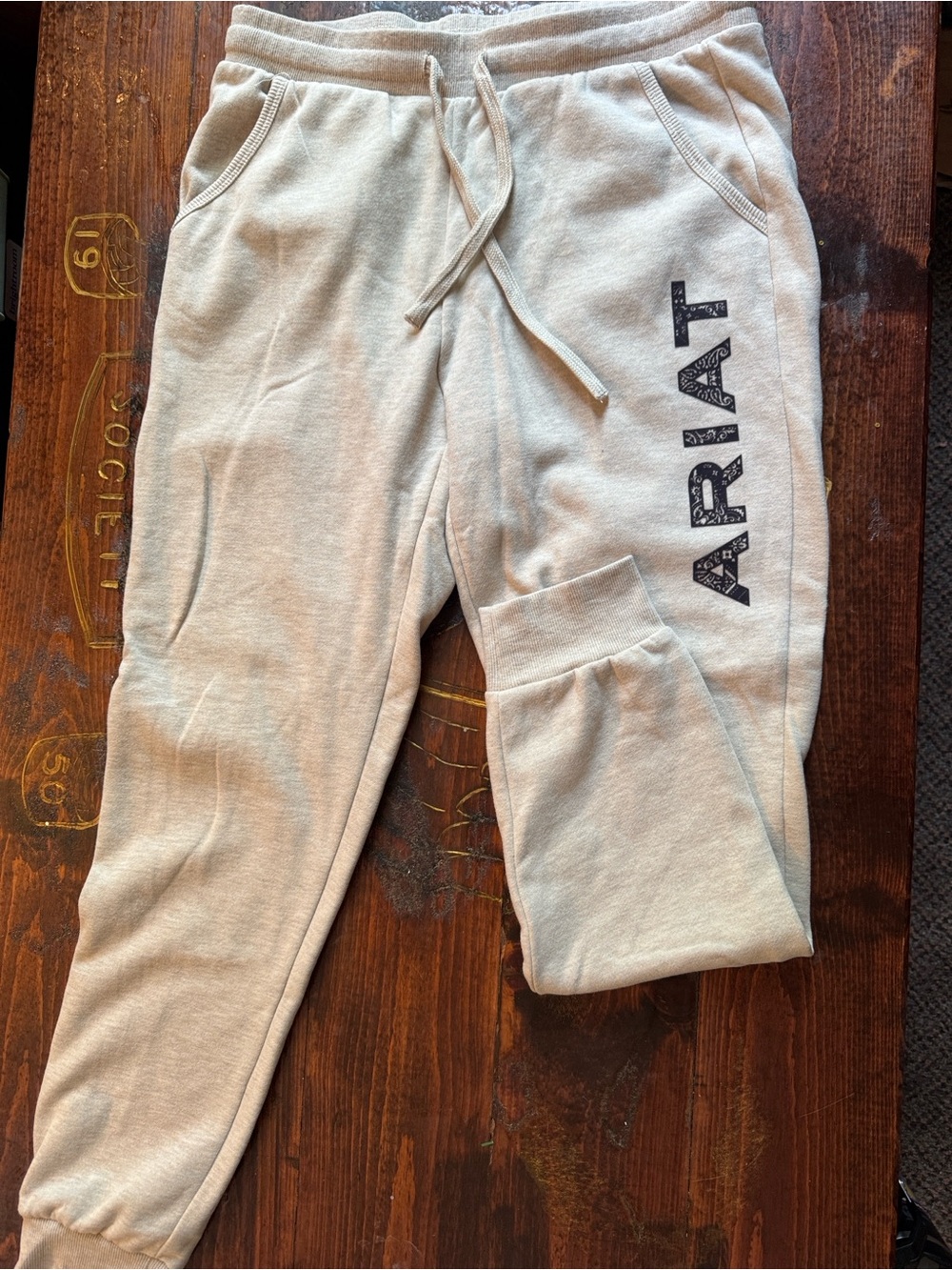 Ariat Cream Fleece Joggers with Logo